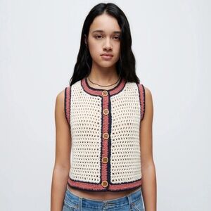 RE/DONE 90s Crochet Button-Up Vest